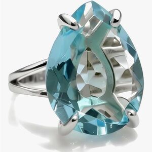 NIB Multi-faceted, Genuine Blue Topaz Ring in 925 Sterling Silver. Never Worn